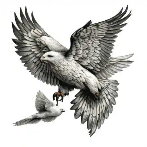 Bear And Dove Flying