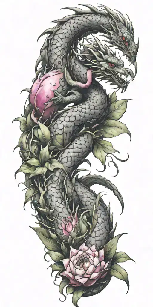Dragon Winding With Dragon Fruit Growing