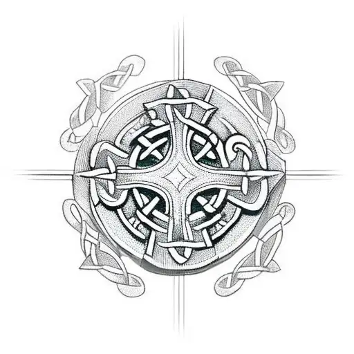 Celtic Cross With Irish Flag Draped Over The Top