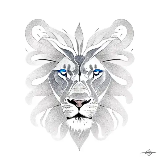 A Realistic Portrait Of A Lion With Intricate Tribal Patterns