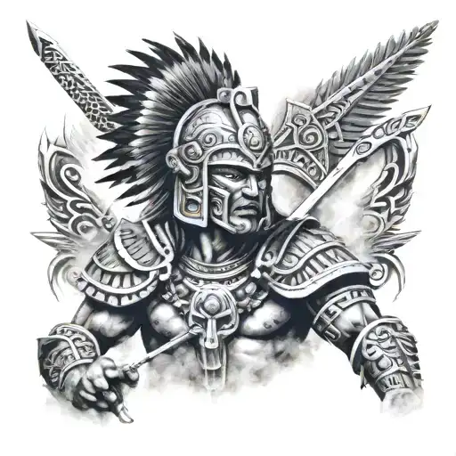 Aztec Warrior In Battle