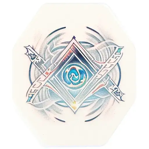 Aces Card With Fire And Waves