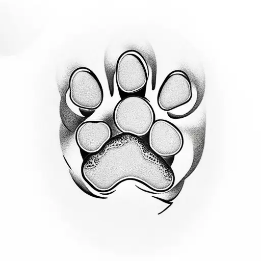 Dog Paw With A White Heart Inside And The Inscription Yuki