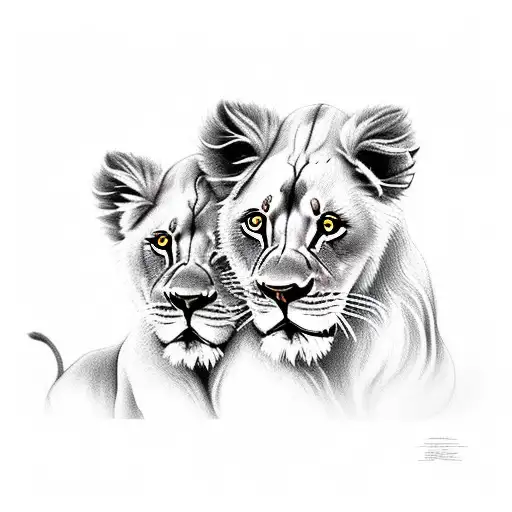 Lion With Cub Jn Front