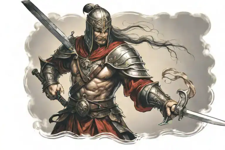 Midevil Warrior Wielding A Sword