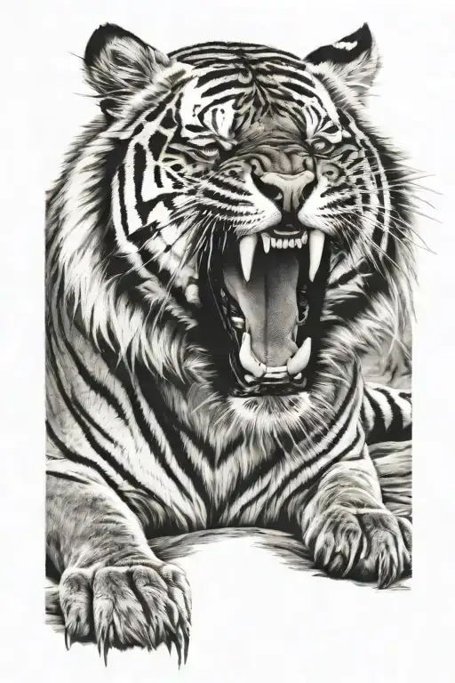 Tiger With Mouth Slightly Open