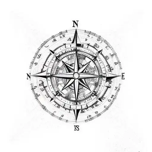 Nautical Map Script With Compass Below