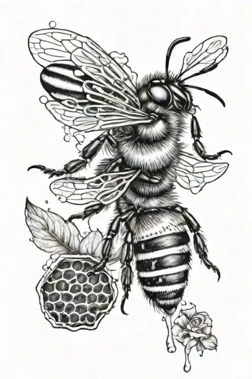 A Queen Bee Buzzing Around A Dripping Honeycomb That Says Mom