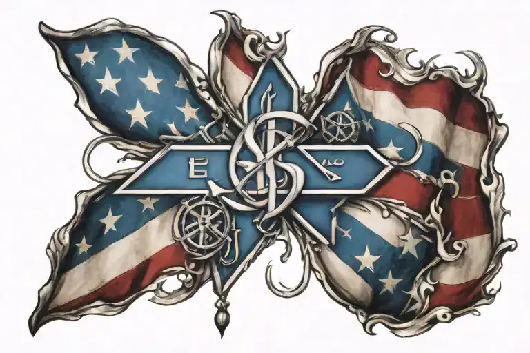 Colored American Flag With Star Of Life