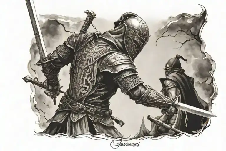 Midevil Warrior Wielding A Sword