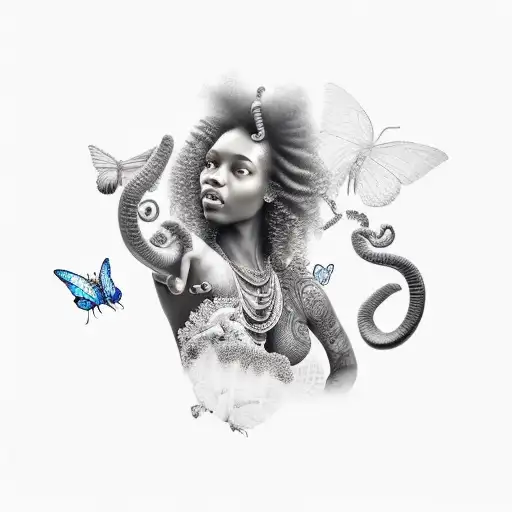 Black Girl With Curly Hair In Pandora With Elephants And Butterflies