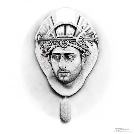 A Realistic Portrait Of A Roman Emperor Playing A Guitar