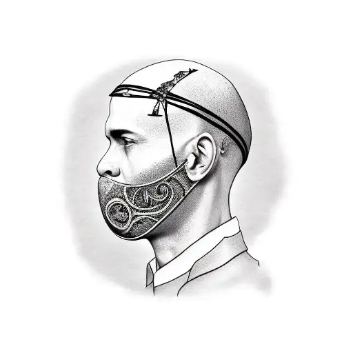 Bald Guy With Bandana On His Mouth