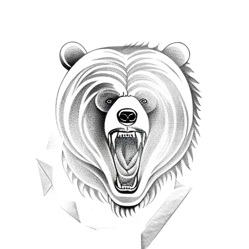 Bear With Fangs Roaring Realistic