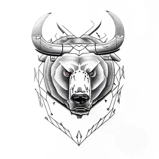 Half Bull Head Half Bear Head Split Down The Middle