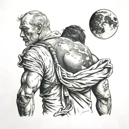 Man Carrying A Moon On His Shoulder