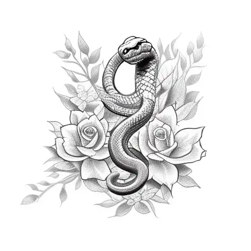 Snake And Flowers