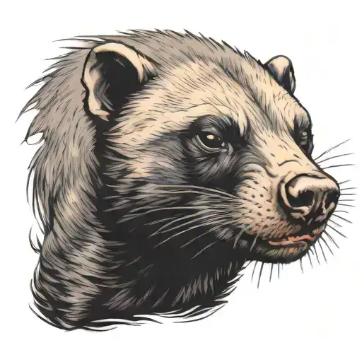 Honey Badger Front On Angry Smoke Background