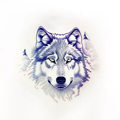 Sleeve With A White Wolf And A Mountain As Background