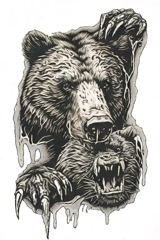 Bear With Claw Marks Tearing