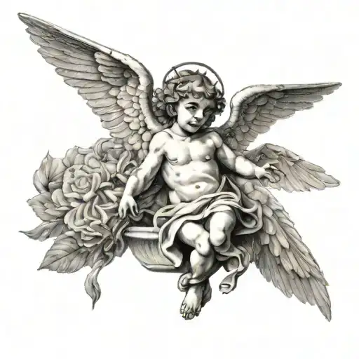 Biblically Accurate Cherubim With A Cross And Angel Wings