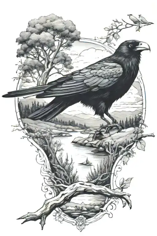 Nors Crow With A Landscape Inside