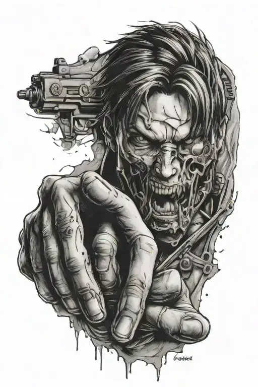 Resident Evil Hand Tattoo Including Leon Kennedy