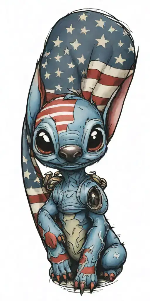 Stitch With American Flag