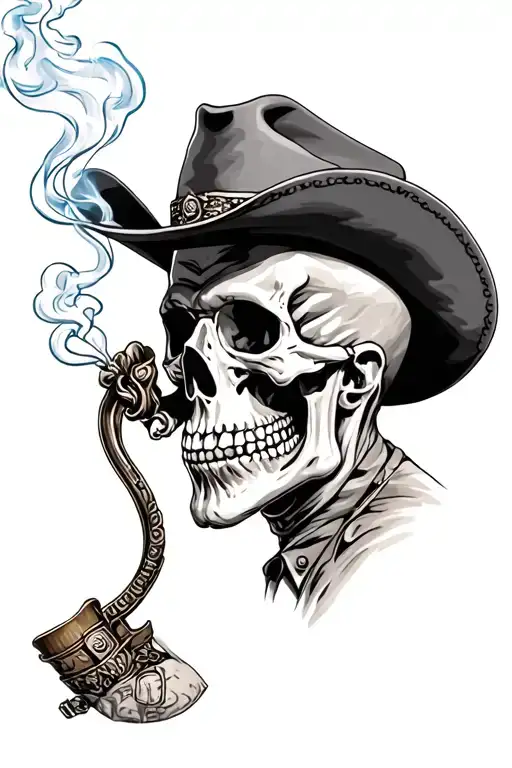Skeleton Cowboy Smoking