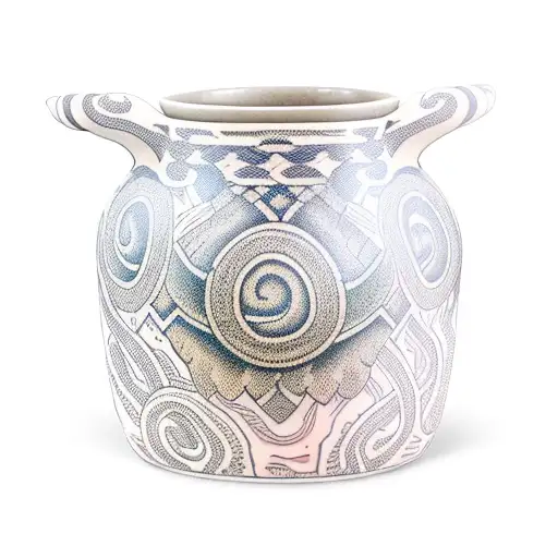 Native Ceramic Vase With Small And Thin Snake Wrapped Around Vase