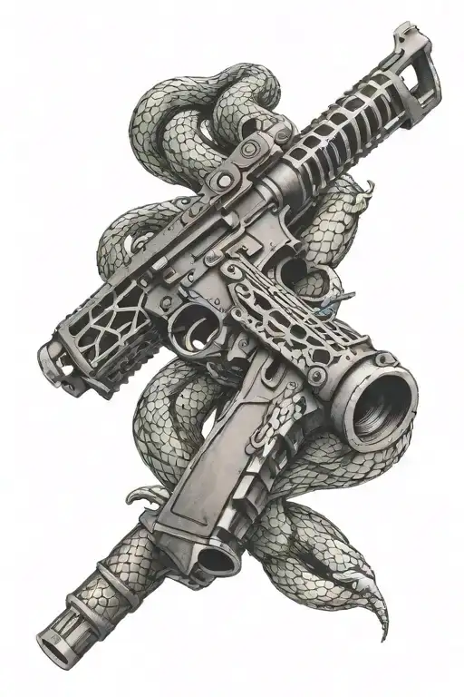 Ar 15 Wrapped With Snake Coiled