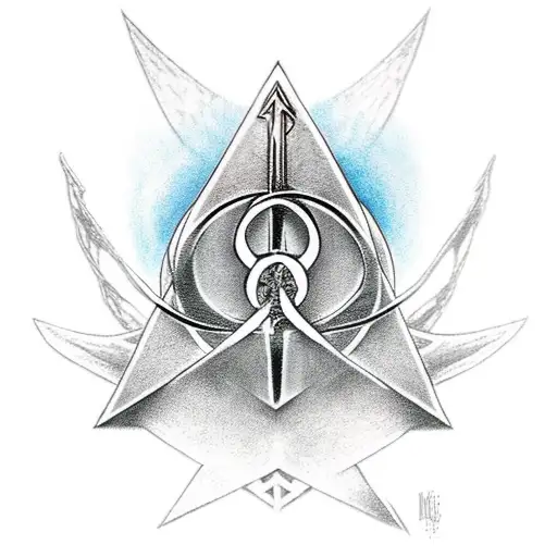 Lord Of The Rings Combined With Deathly Hallows Symbol