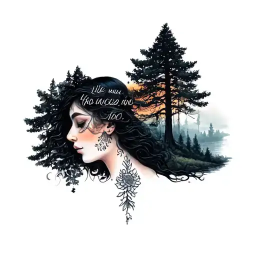 Gemini Tatto With Life Quote And Mystical Forest