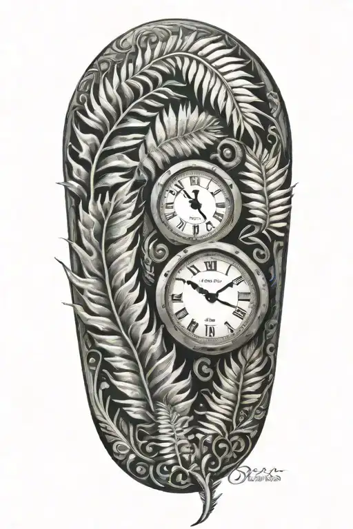 Half Clock Face With A Silver Fern