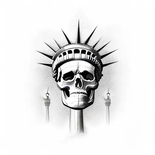 Half Skull Half Statue Of Liberty