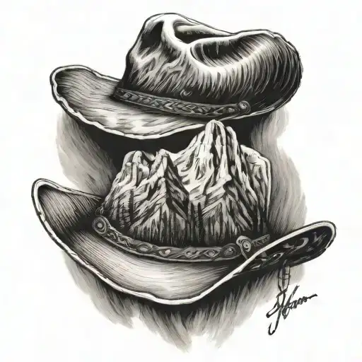 Cowboy Hat And Mountain