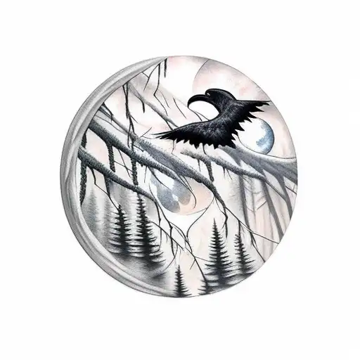 Raven Forest Night Dark Moonlight