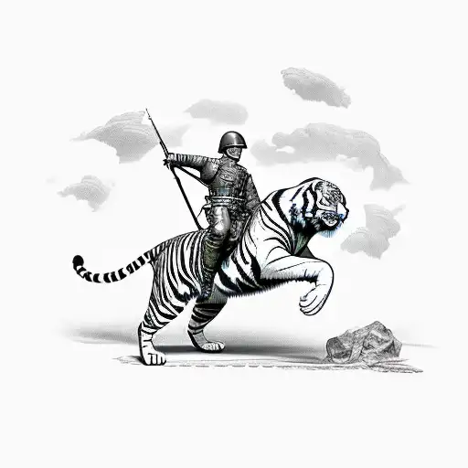 A Historical Army Aviator Riding A Tiger Into Battle