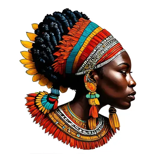 Female African Warriors With African Ornaments