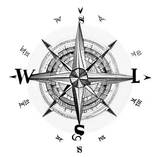 A Compass Rose Designed With Intricate Circuit Board Patterns