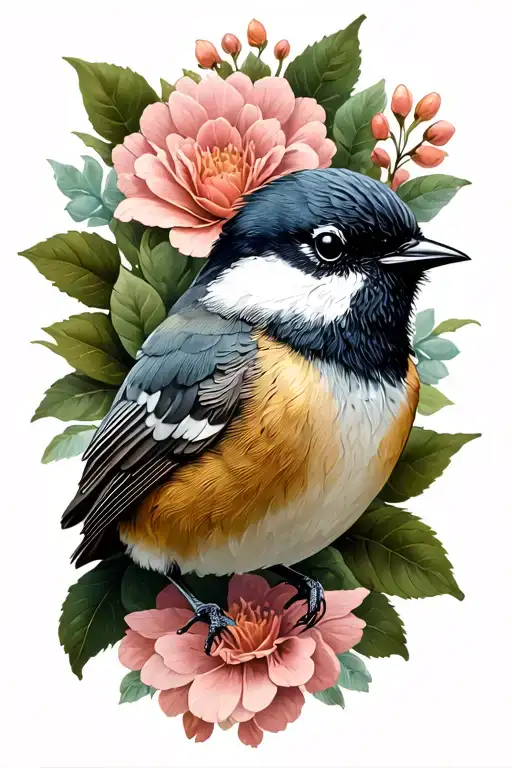 Floral Lace With Chickadee