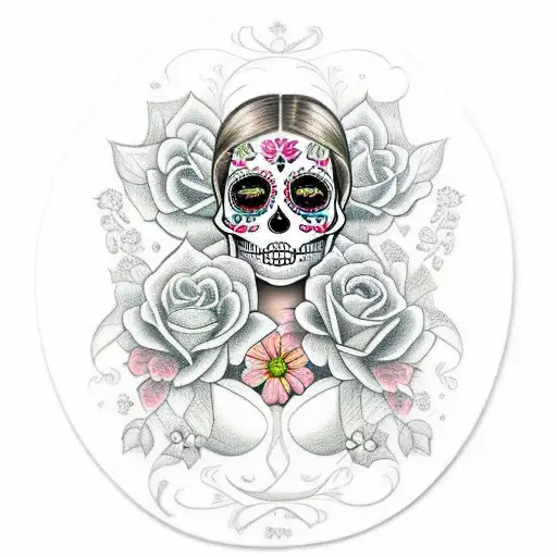 Sugar Skull Girl With Wildflowers