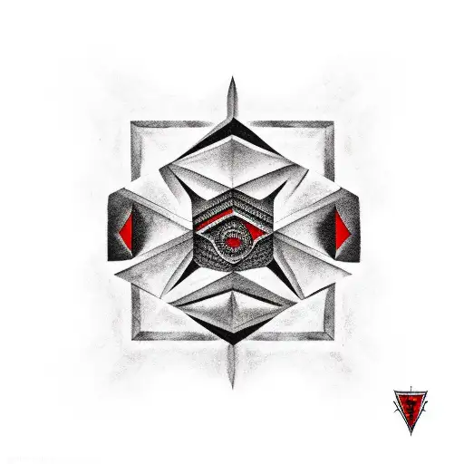 Red And Black Geometry Mixed With Historic Symbols