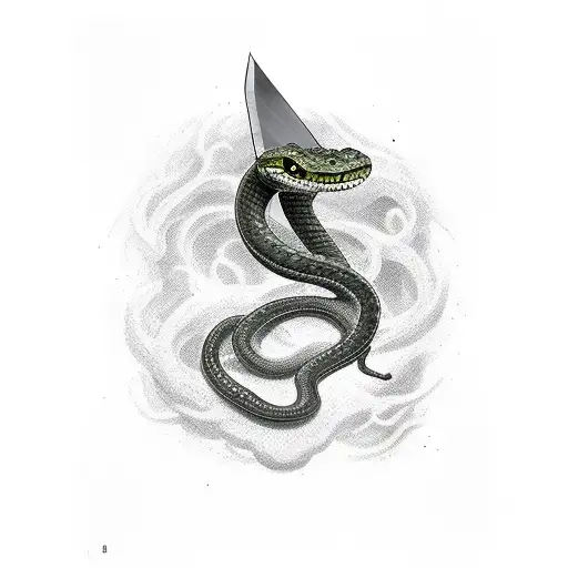 Snake Coiling Around A Sword