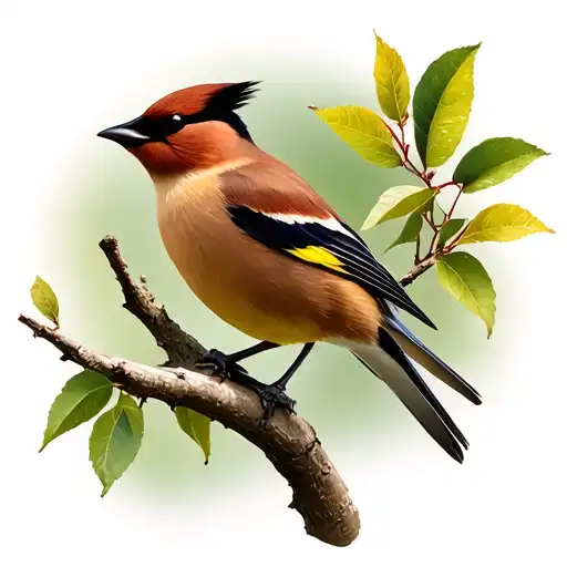 Cedar Waxwing Bird On A Branch