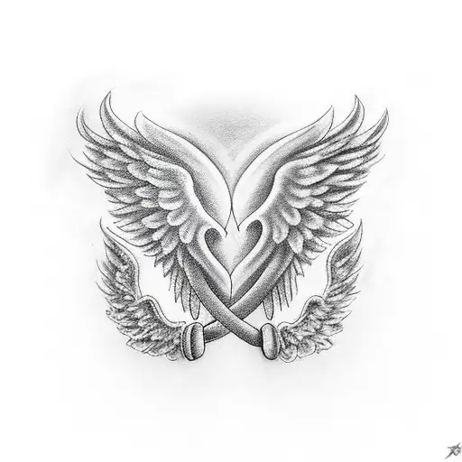 Angel Wings With A Baby's Hand Laced In Infinity