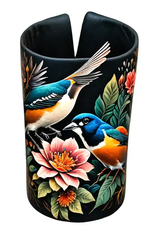 Floral Wristband With Birds
