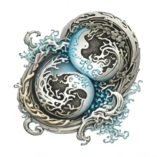 Earth And Water Sign Yin Yang Symbol Formed