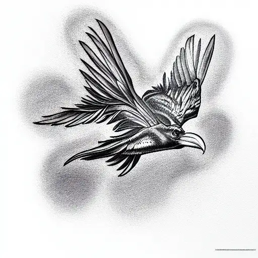 Flying Raven Bird