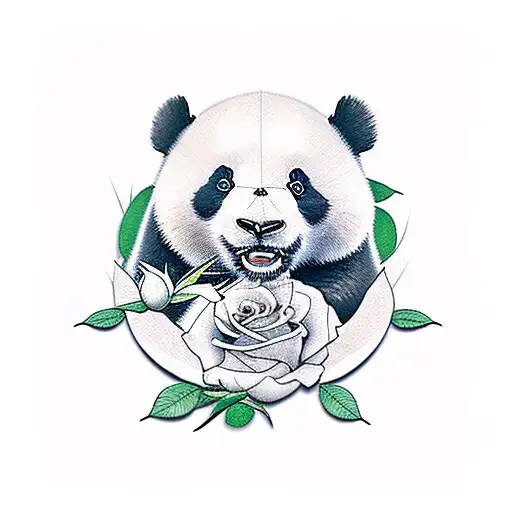 Panda With Roses